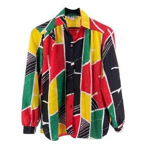 80s abstract print secretary blouse 1980s vintage